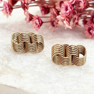 Cuban Quintuple 12k Gold Filled "Rhythm" Braided Vintage Screw Back Earrings